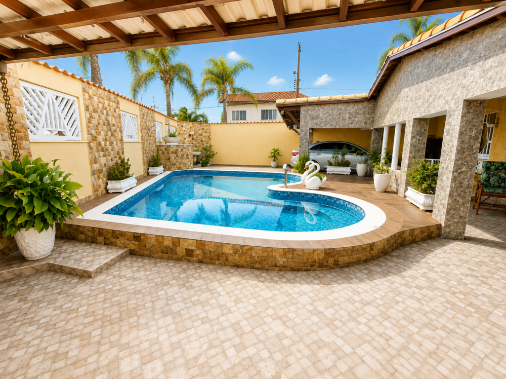 Casa com piscina para temporada no Solemar - Praia Grande