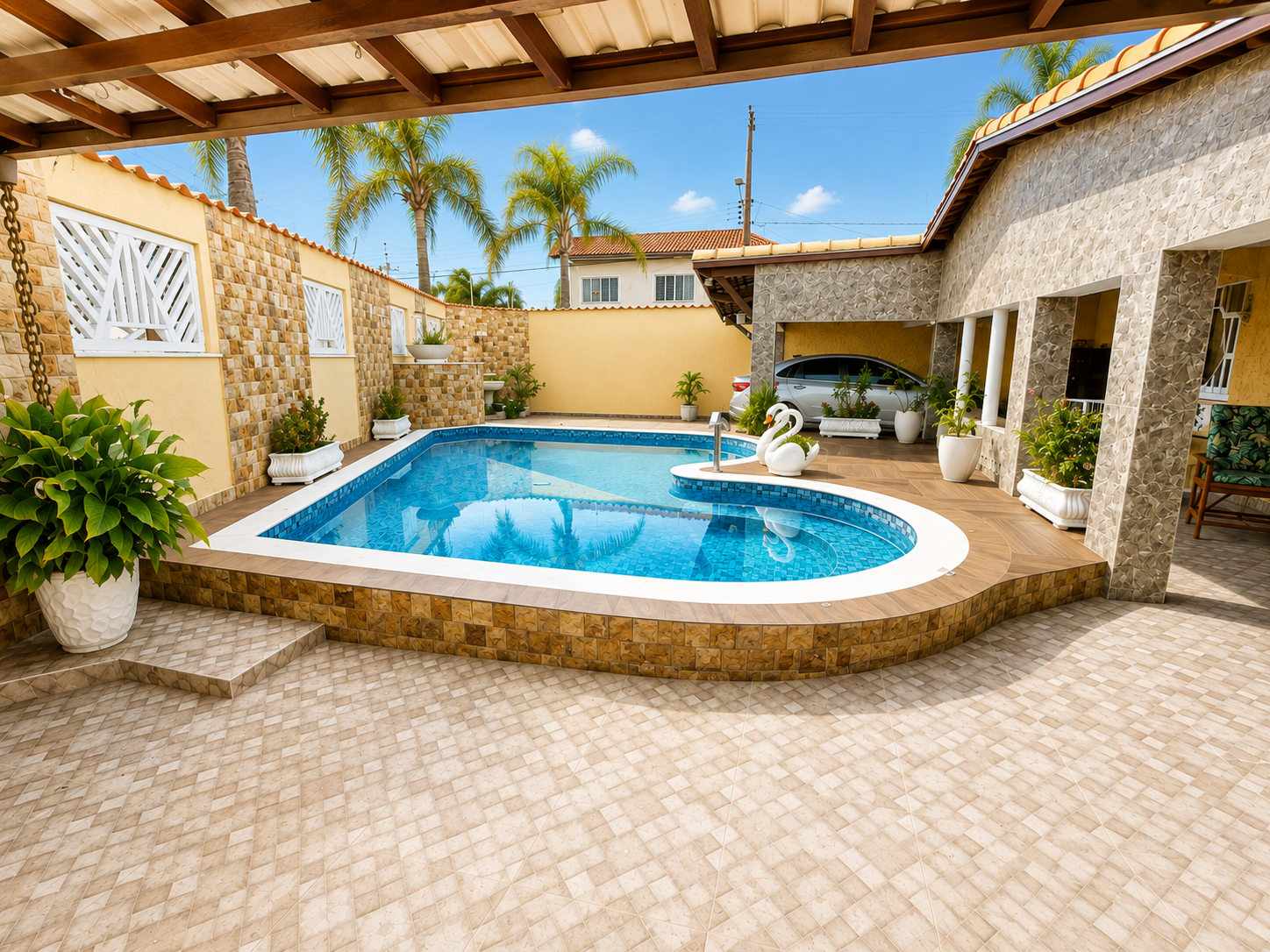 Casa com piscina para temporada no Solemar - Praia Grande